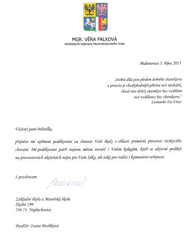 Ocenění za preventivní aktivity